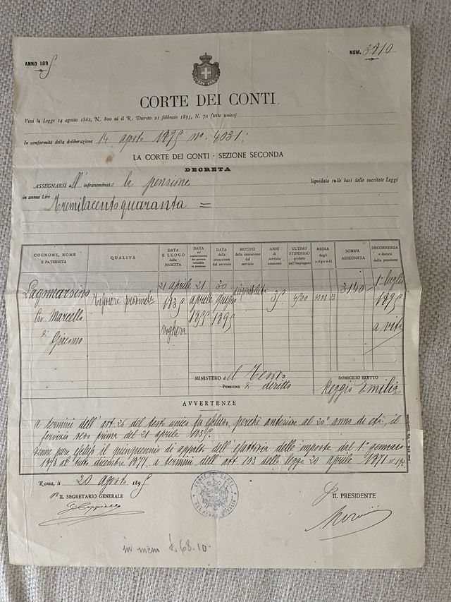 lotto documenti storici secolo XIX