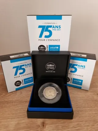 2 Euro Proof Francia UNICEF 75 Anni