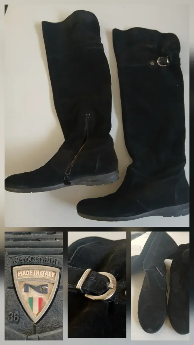 Stivali Nero Giardini n.36 neri in camoscio