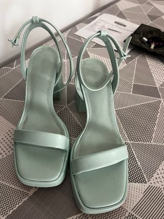Sandalias turquesa tacón plataforma