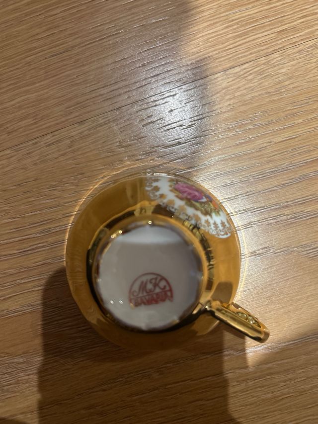 Juego café porcelana antiguo dorado