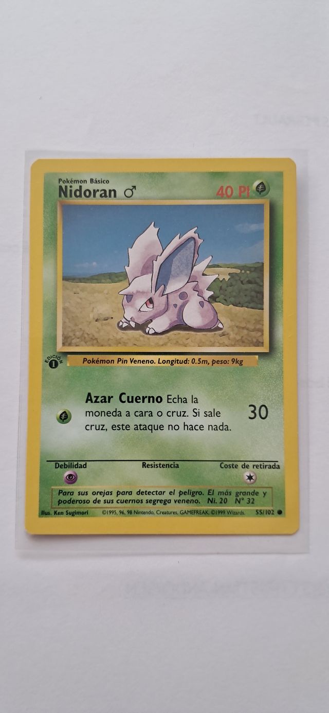 Carta Pokémon Nidoran 1ª Edición base set n mint