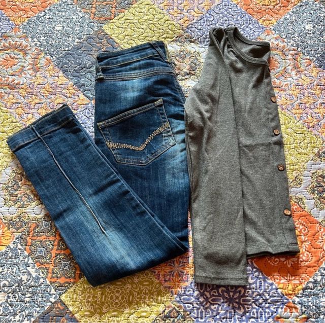 Conjunto vaquero y jersey punto