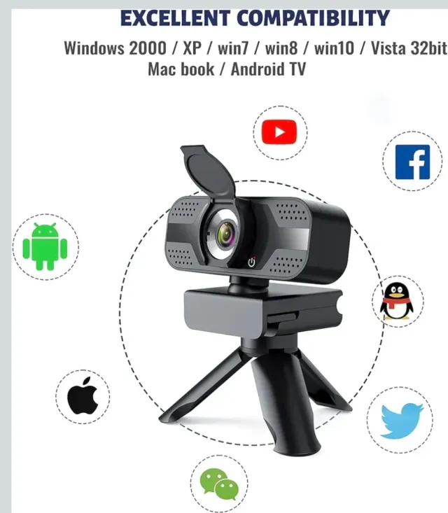 Webcam Negra con Tapa Protectora