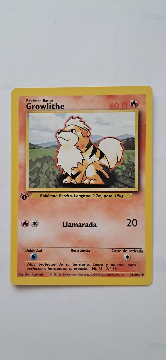 Carta Pokémon Growlithe 1ª Edición