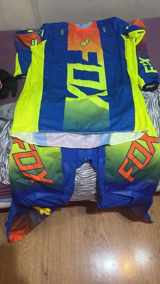 Traje Motocross Fox Azul y Amarillo