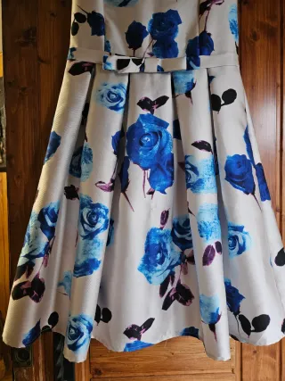 Vestido fiesta flores azul talla 38
