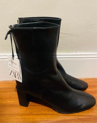 Botines Zara Negros Tacón Nuevos con etiqueta