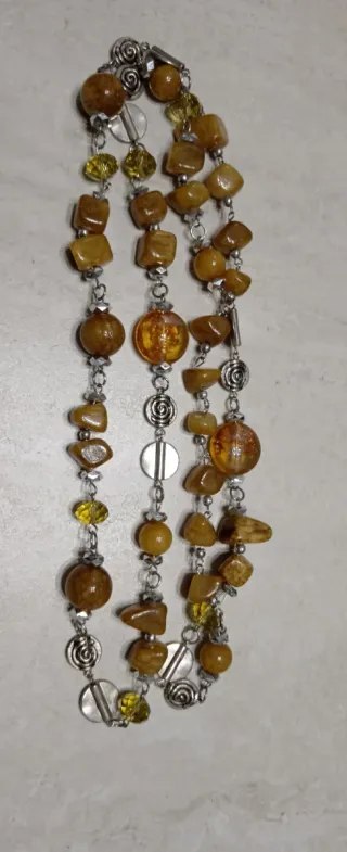 Collana bigiotteria marrone e oro