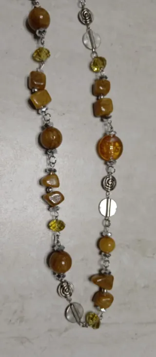 Collana bigiotteria marrone e oro