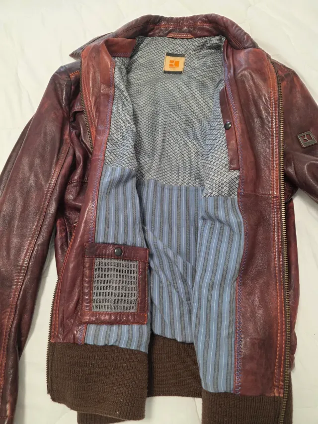 Cazadora de Piel BOSS Marrón.