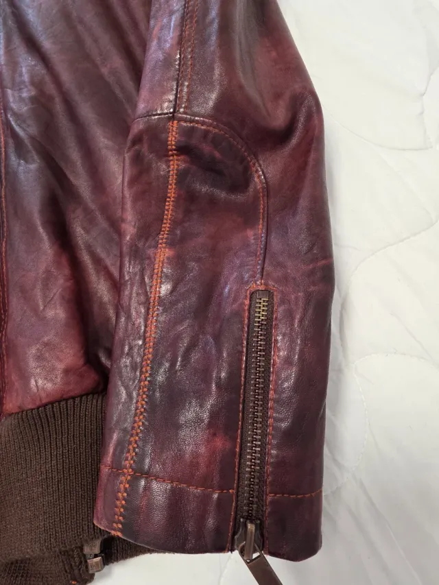 Cazadora de Piel BOSS Marrón.