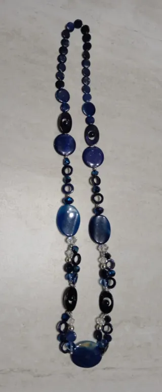 Collana bigiotteria blu e argento