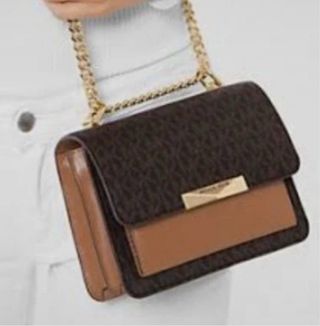 Borsa Michael Kors in pelle marrone e oro