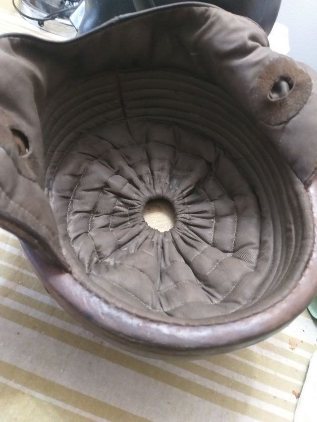 Casco Moto Época Madera y Cuero