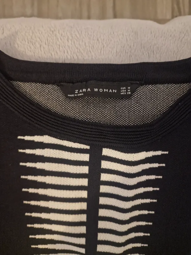 Vestido Zara Negro y Blanco Talla M