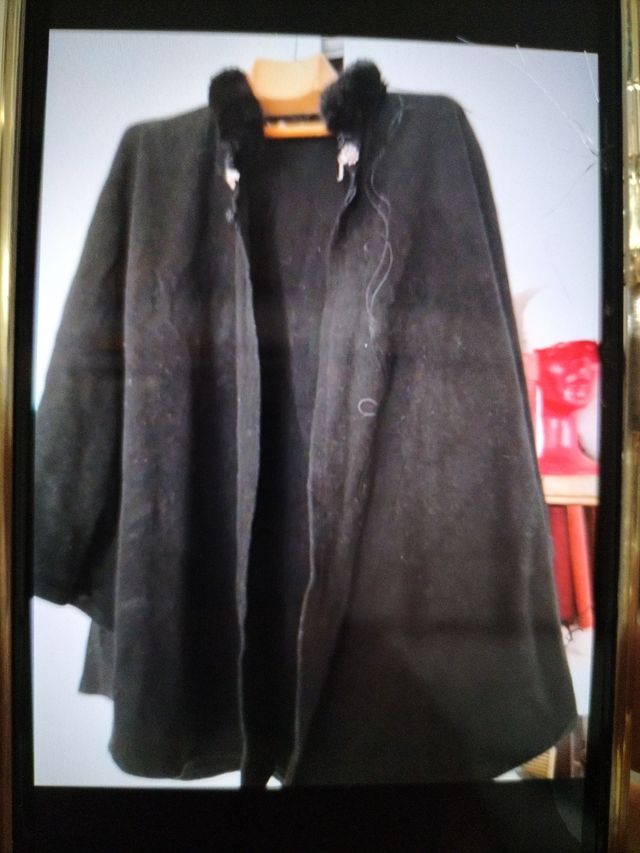 Capa vintage mujer negra y naranja