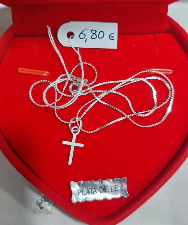 Cadena de 40cm y Cruz de Plata de Ley 