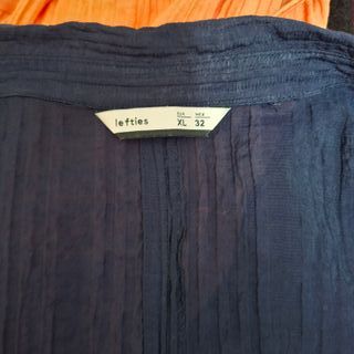 Camisa Larga Azul Marino Textura Plisada Left