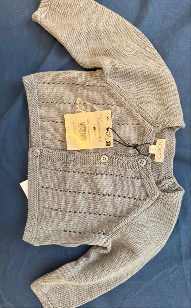 Chaqueta bebé punto gris azulado