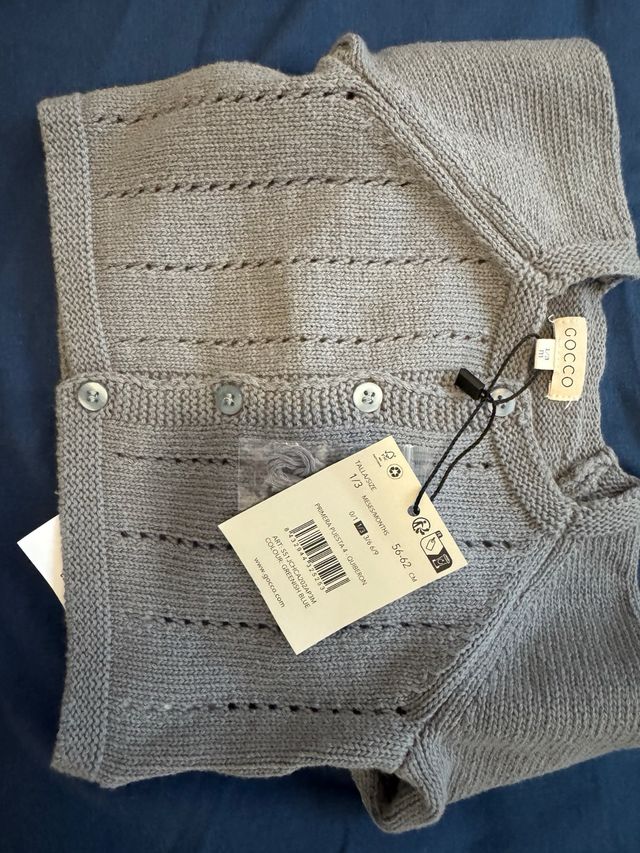 Chaqueta bebé punto gris azulado