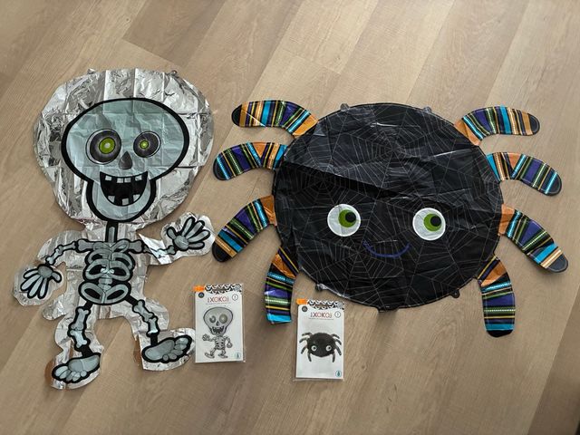 2 Globos Halloween helio: Esqueleto y Araña