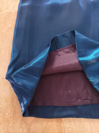 Vestido fiesta azul escote barco