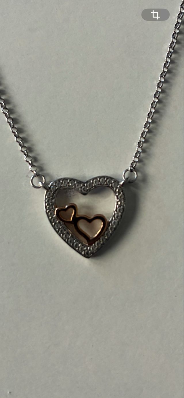 Collar Corazones Doble Baño Oro y Plata