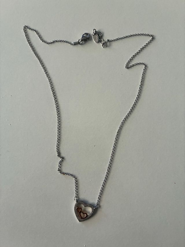 Collar Corazones Doble Baño Oro y Plata