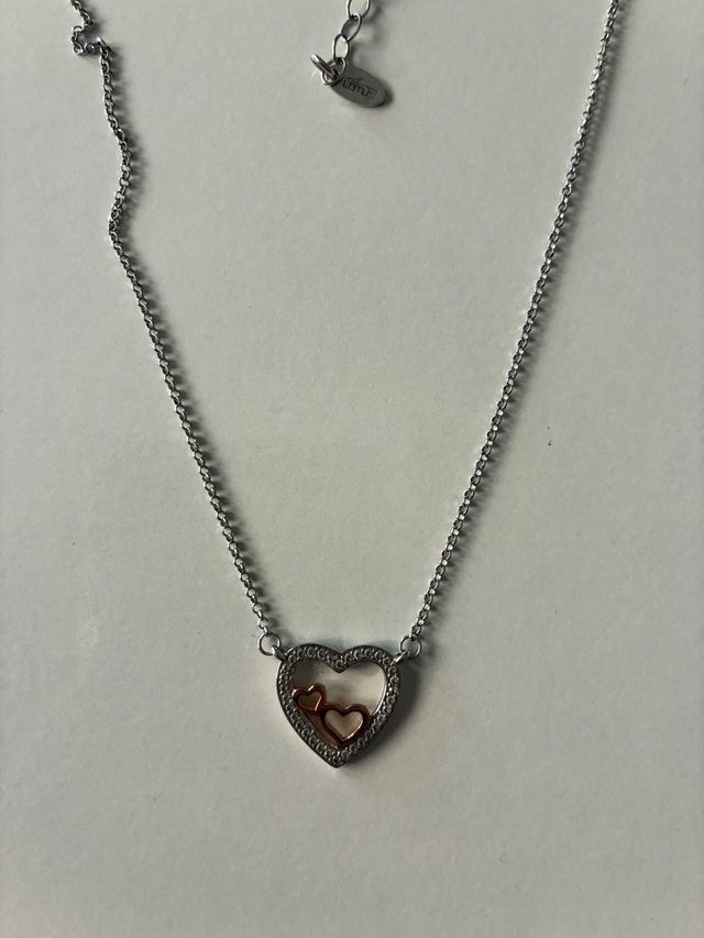 Collar Corazones Doble Baño Oro y Plata