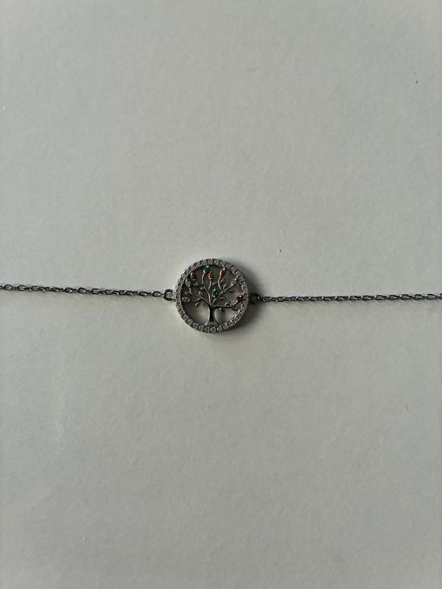 Pulsera Plata Árbol de la Vida Multicolor