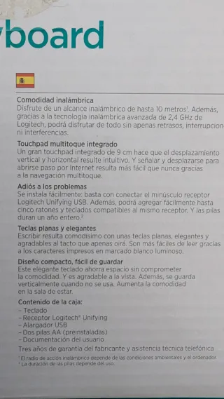 Teclado Logitech K400 Inalámbrico con Touchpad