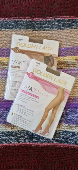 2 paia collant Golden Lady taglia L colore daino