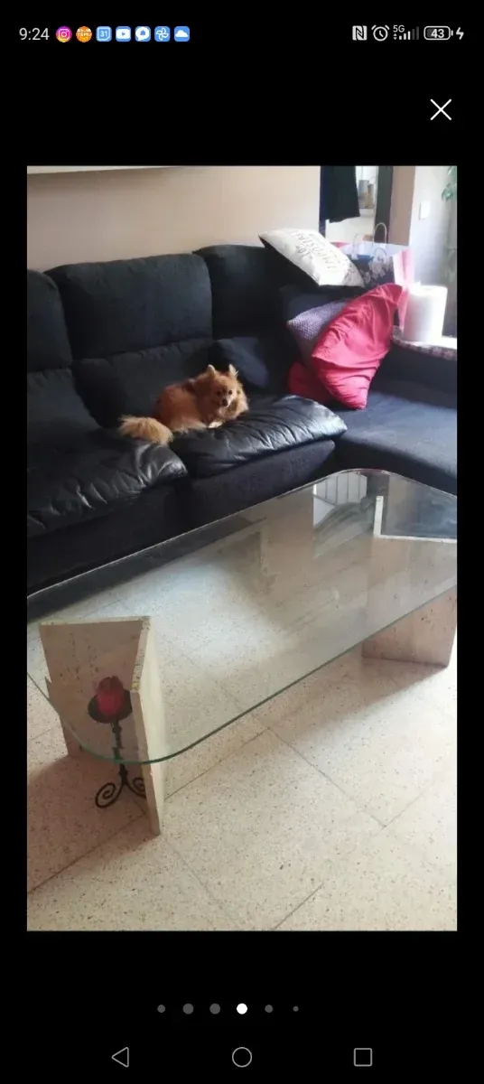 Mesa de comedor cristal y metal 