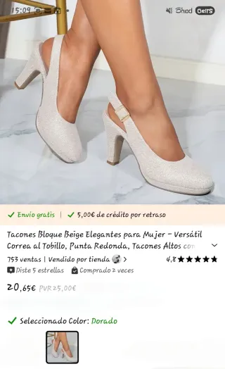 Zapatos de fiesta dorados