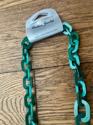 Collana catena maglie lunghe verde