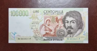Banconota 100.000 Lire Caravaggio 2° tipo