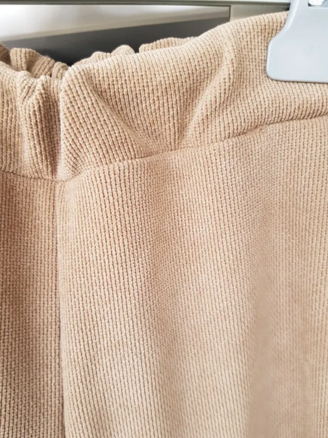 Pantaloni in velluto a coste tinta unita, taglia unica, colore beige