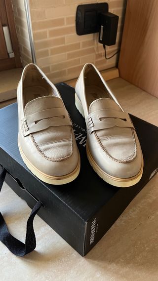 Mocassini donna vera pelle suola gomma