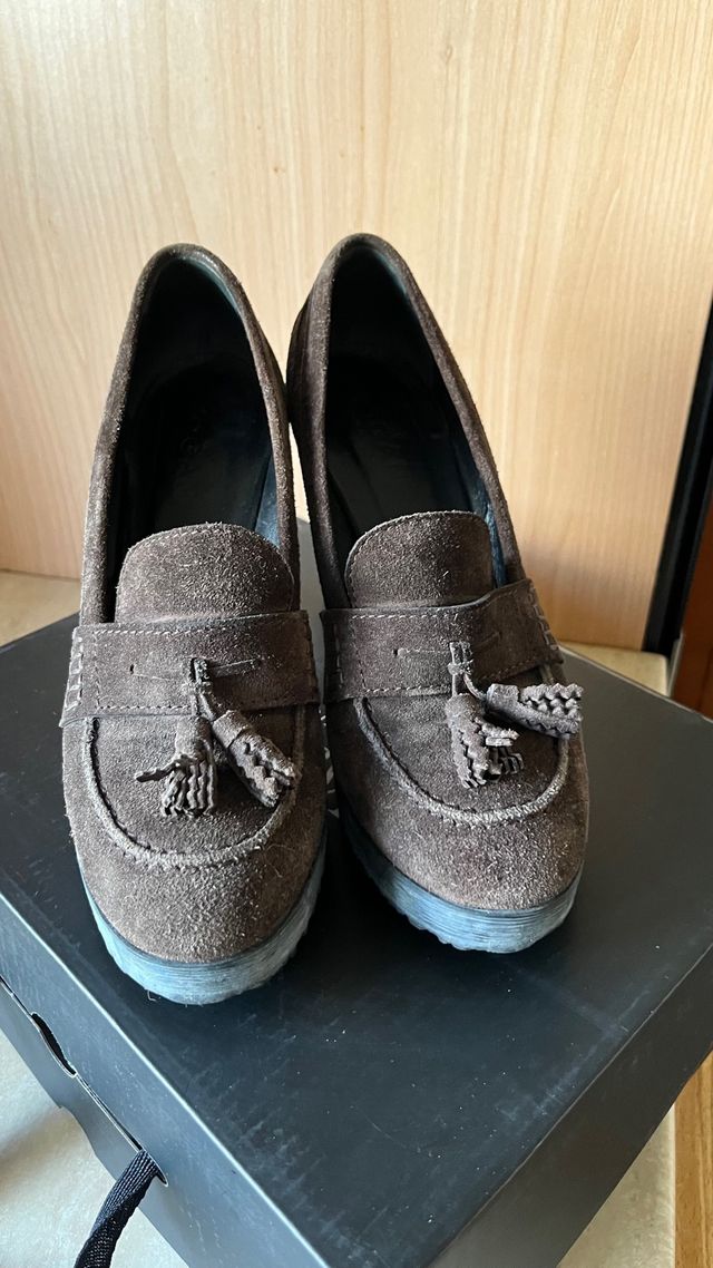 Mocassini Hogan tacco marrone donna