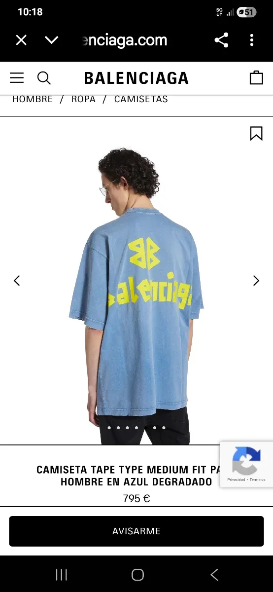 Camiseta Balenciaga Tape Type Azul Talla M