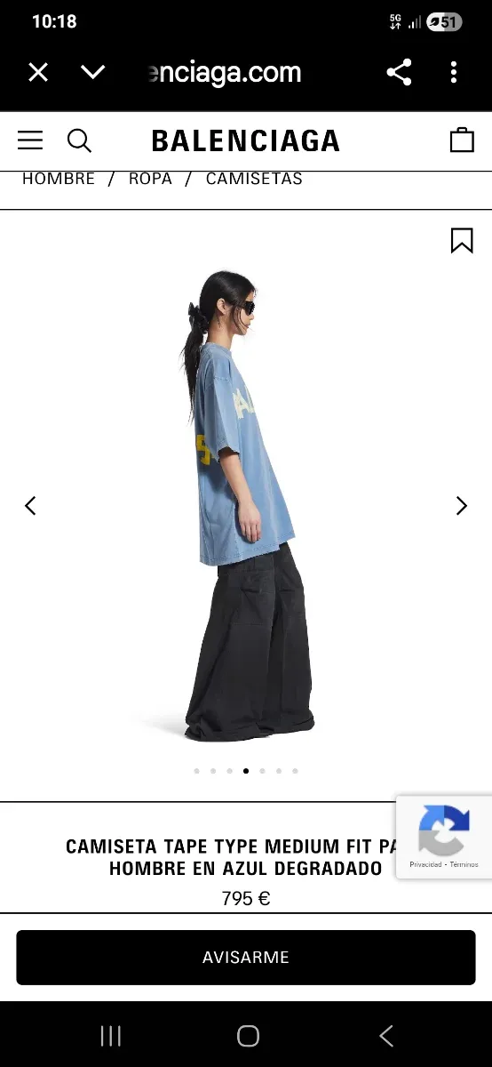 Camiseta Balenciaga Tape Type Azul Talla M