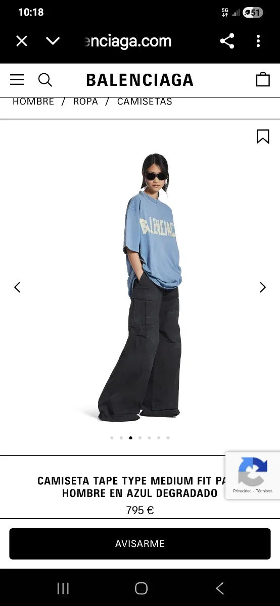 Camiseta Balenciaga Tape Type Azul Talla M