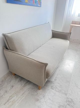 Sofá Cama Beige con Almacenaje