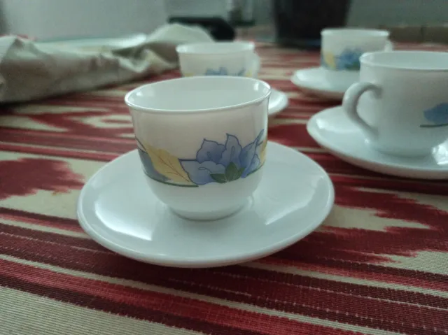 Juego 6 Tazas Café Porcelana Flores