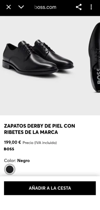 Zapatos Derby Piel BOSS Negros Nuevos