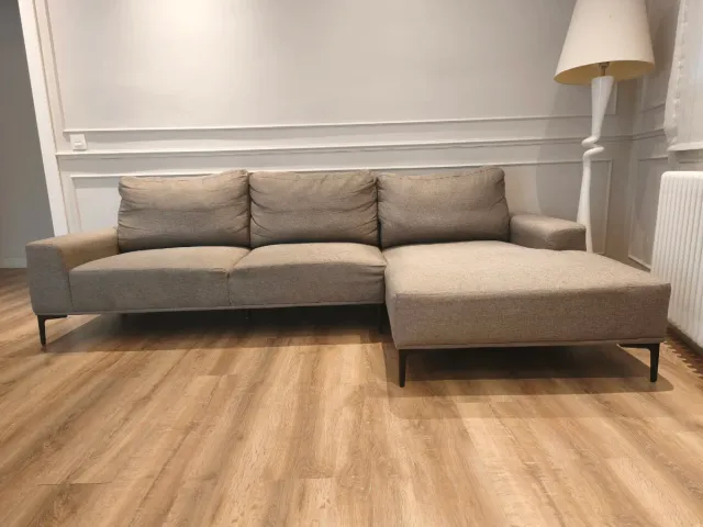 Sofá chaise longue 3 plazas gris