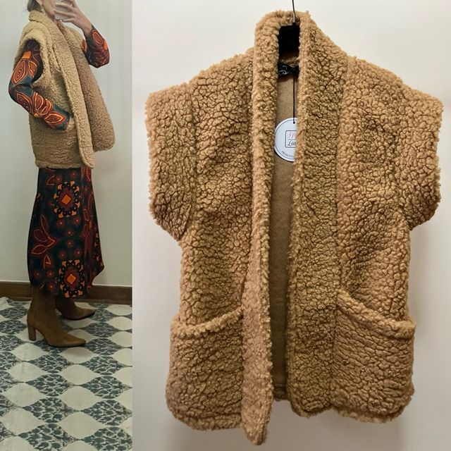 Chaleco teddy talla única beige