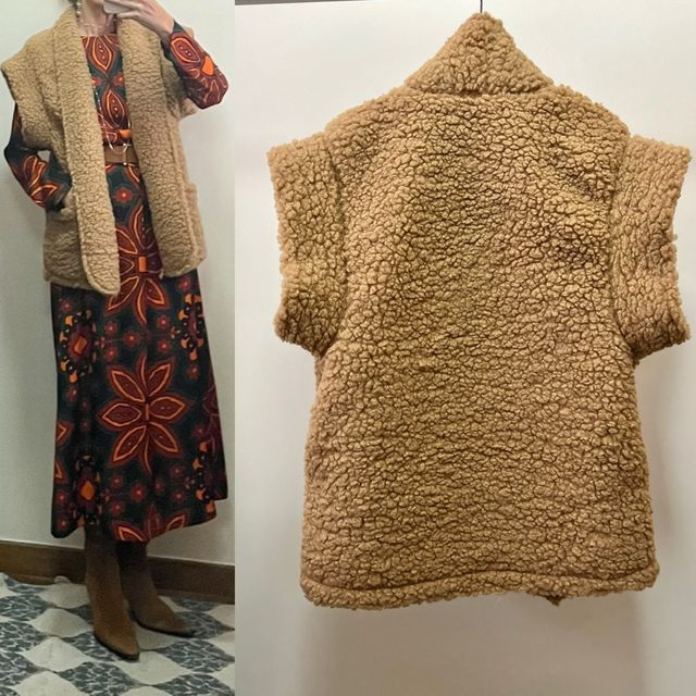 Chaleco teddy talla única beige