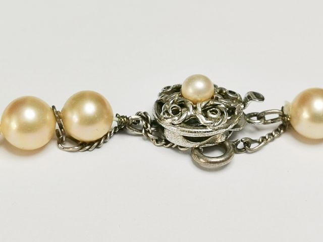 Collar Perlas Cierre Plata 42cm, perlas imitación.